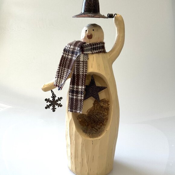 SNOWMAN FIGURINE HOLIDAY CHRISTMAS WINTER 10" VINTAGE - Picture 5 of 10